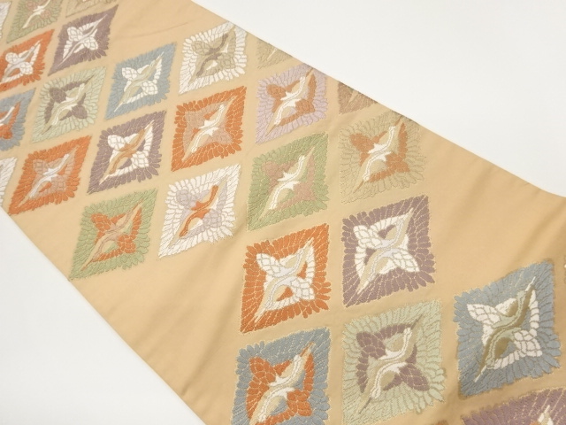 JAPANESE FUKURO OBI / WOVEN CRANES & RHOMBUS